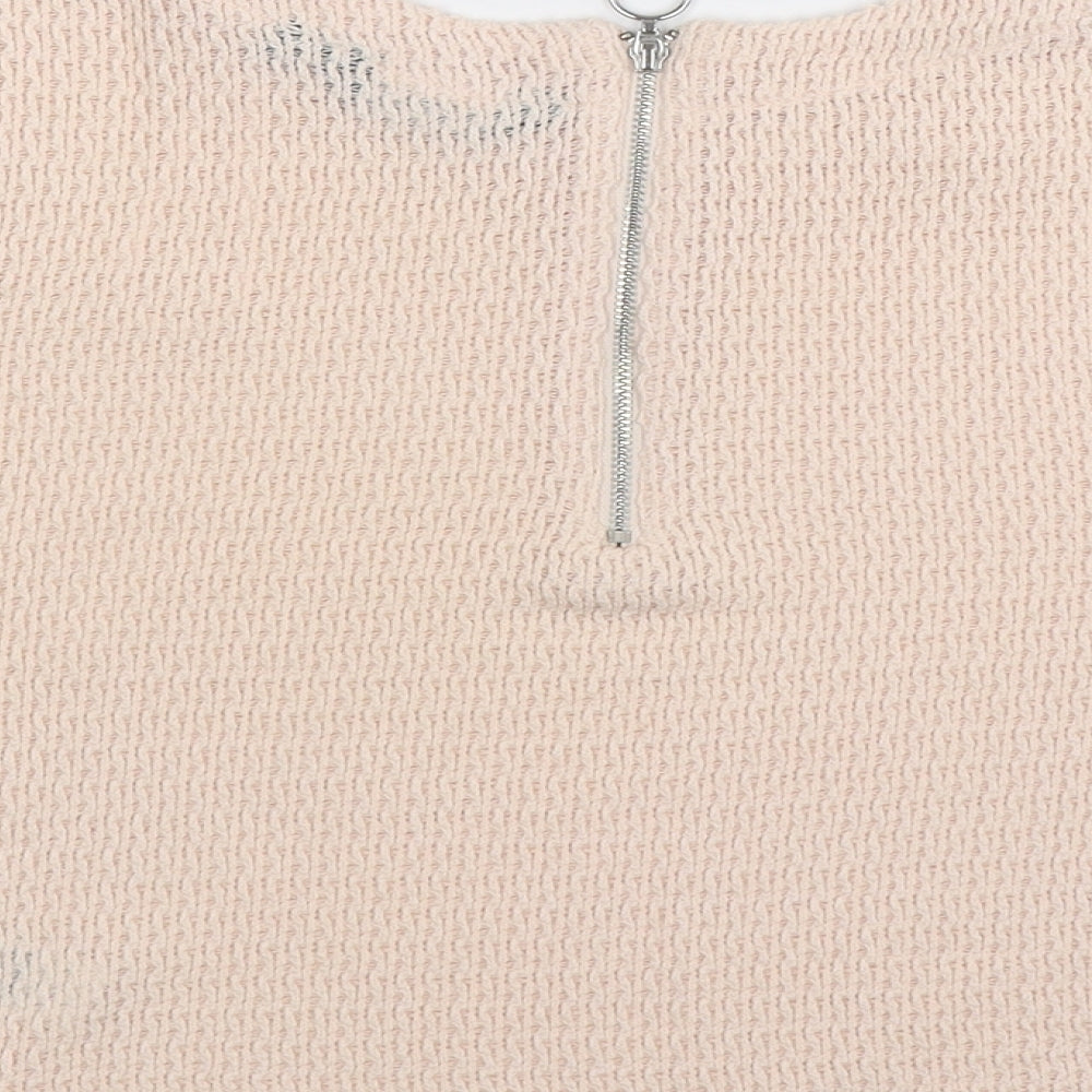New Look Womens Beige Knit Basic T-Shirt Size 10
