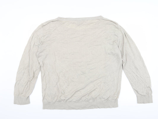 poem Womens Beige Pullover Jumper Size L - Lace Detail