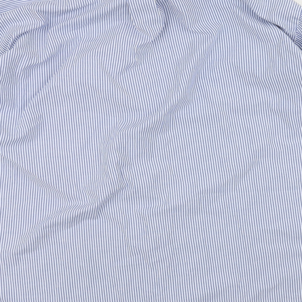 meicy Mens Blue Striped Dress Shirt Size L