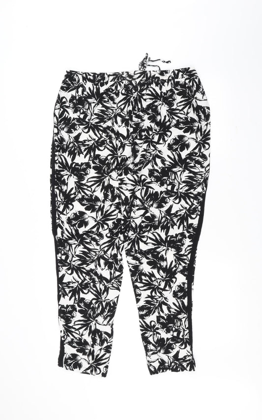 Dorothy Perkins Womens Black Floral Trousers Size 16 L30 in