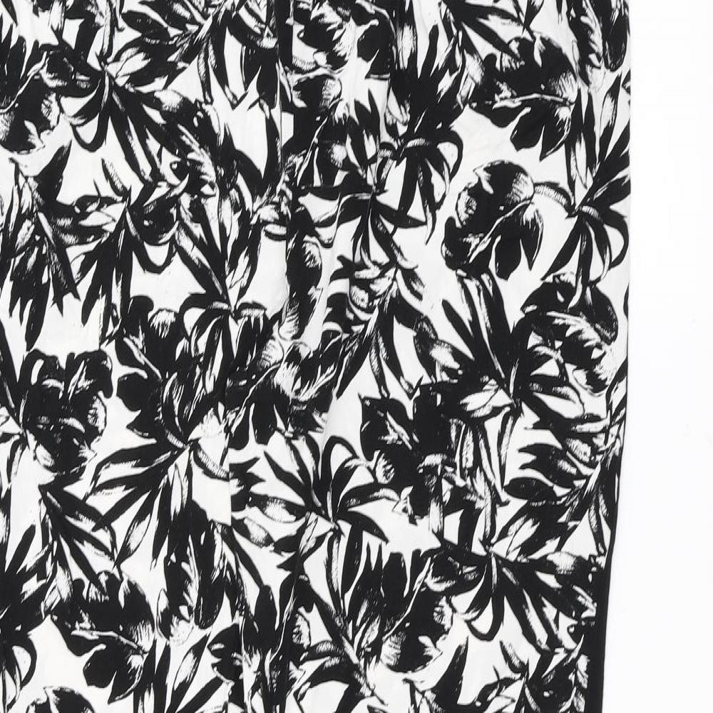 Dorothy Perkins Womens Black Floral Trousers Size 16 L30 in