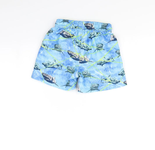 Pool vibes Boys Blue Animal Print Sweat Shorts Size 4 Years - Shark