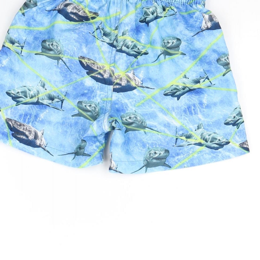Pool vibes Boys Blue Animal Print Sweat Shorts Size 4 Years - Shark