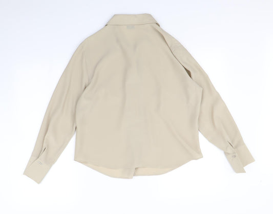 Essentials Womens Beige Basic Button-Up Size 16