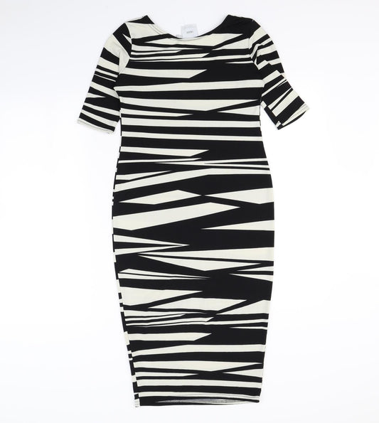 ASOS Womens Black Animal Print Bodycon Size 8