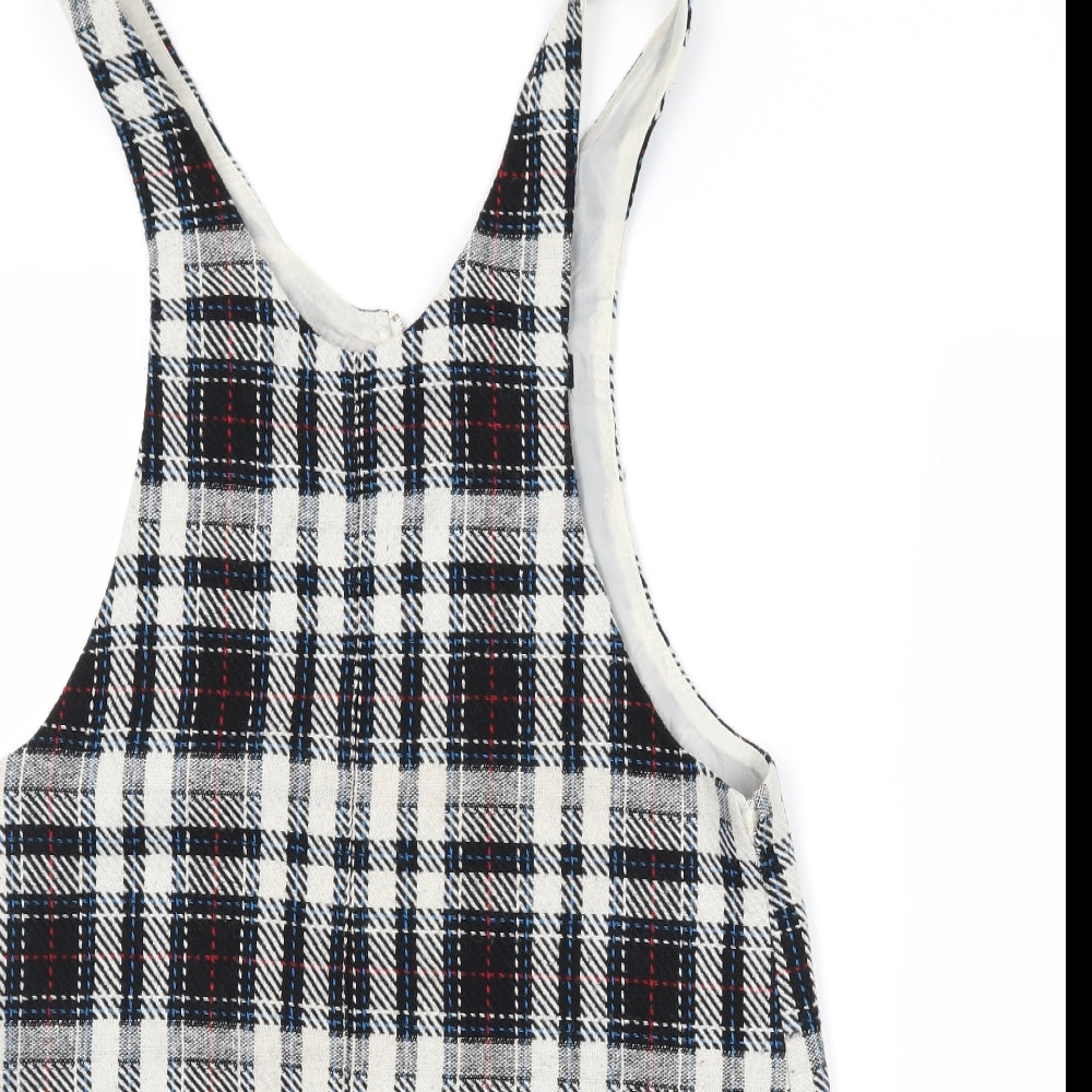 newlook Womens Black Plaid Pinafore/Dungaree Dress Size 8