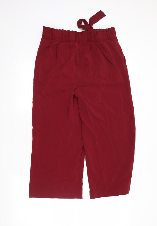 newlook Womens Red Cropped Trousers Size 10 L22 in