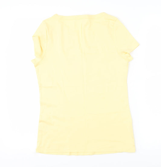 Marks and Spencer Womens Yellow Fair Isle Basic T-Shirt Size 14