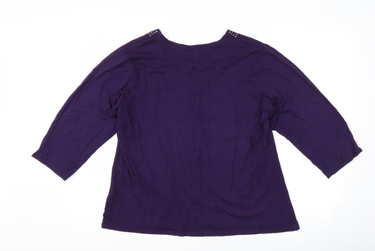 Preworn Womens Purple Basic T-Shirt Size 20