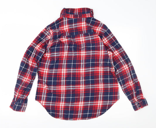 FACTORIE Womens Red Check Basic Button-Up Size S