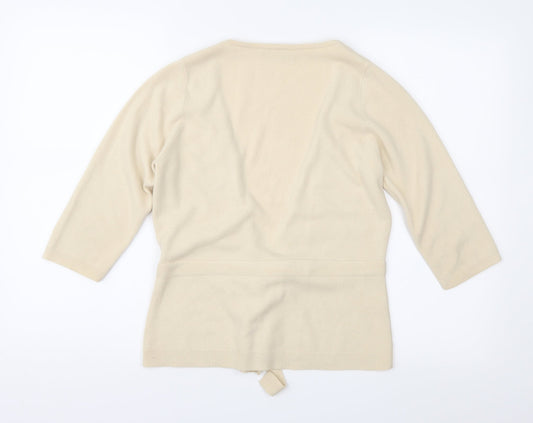 BHS Womens Beige Floral Knit Cardigan Jumper Size 12