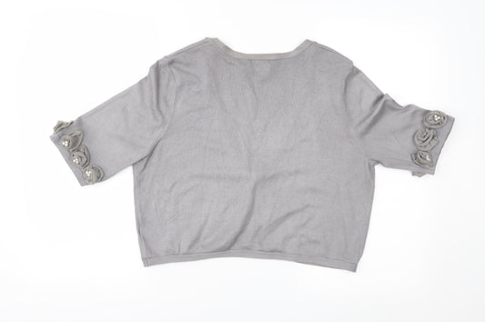 Together Womens Grey Knit Cardigan Jumper Size 16