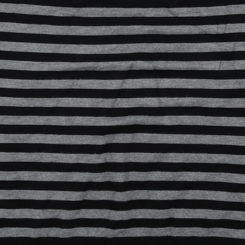 BHS Womens Black Striped Basic T-Shirt Size 16
