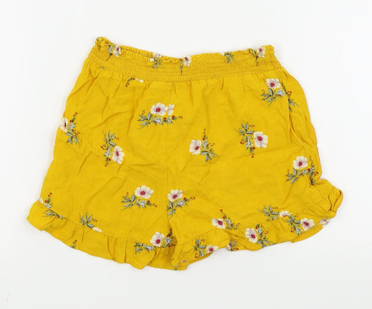 Primark Girls Yellow Floral Hot Pants Shorts Size 6-7 Years
