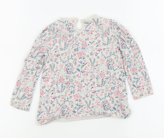 Asda George Girls White Floral Basic T-Shirt Size 12-18 Months