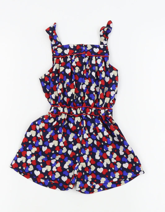 Matalan Girls Blue Dungaree One-Piece Size 12-18 Months - Heart Detail/playsuit