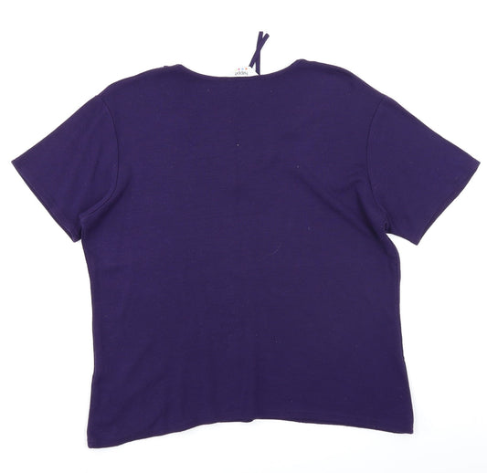 Happit Womens Purple Basic T-Shirt Size 16