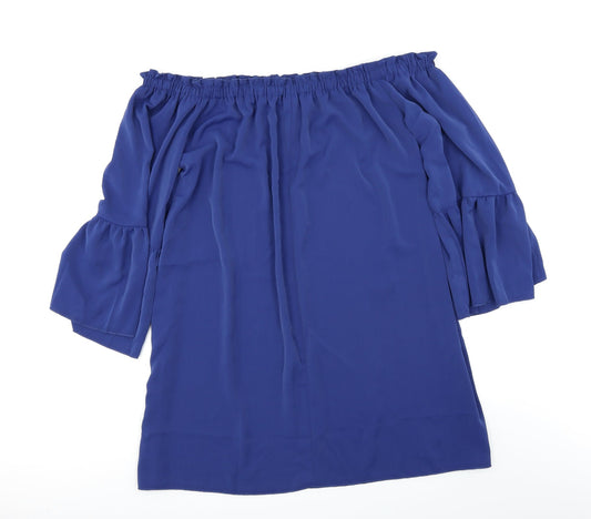 Zanzea Womens Blue Basic Blouse Size 3XL