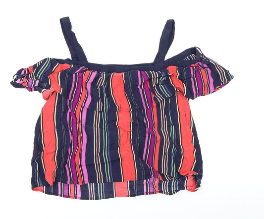 Monsoon Womens Blue Striped Basic Blouse Size 14