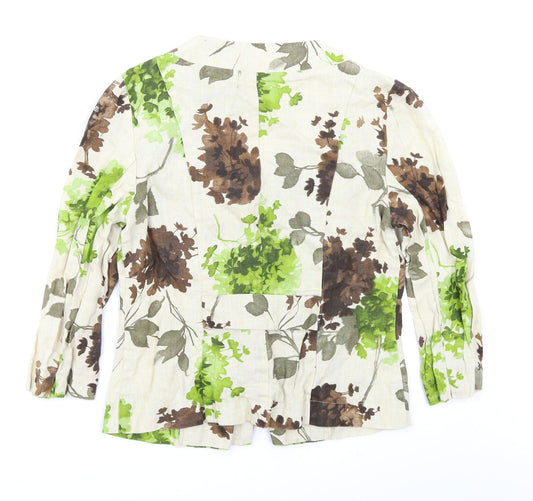 Alex & Co Womens Beige Floral Jacket Blazer Size 10