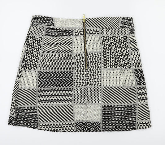 papaya Womens Black Argyle/Diamond A-Line Skirt Size 12