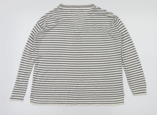 M&S Womens White Striped Basic T-Shirt Size S