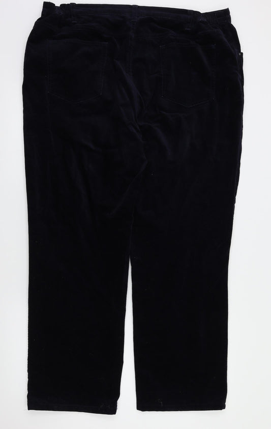M&S Womens Blue Houndstooth Trousers Size 20 L28 in