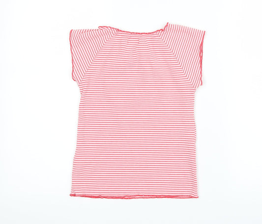 NEXT Girls Red Striped Basic T-Shirt Size 9 Years