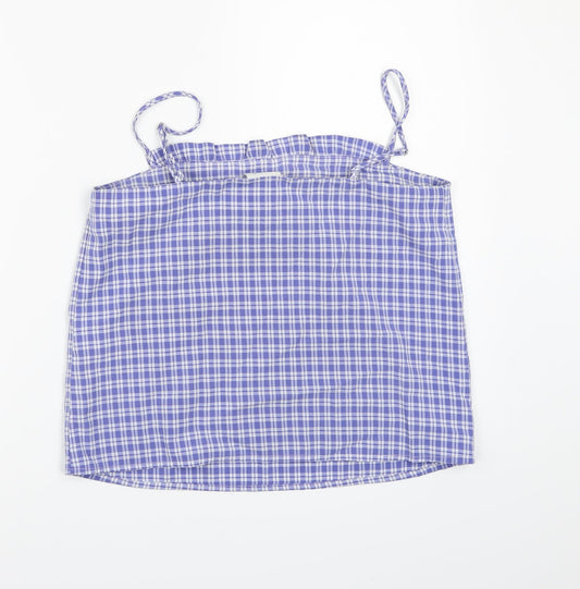 Vila Clothes Womens Blue Check Camisole Tank Size 10