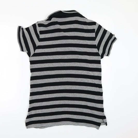 Twisted Soul Mens Black Striped Polo Size L