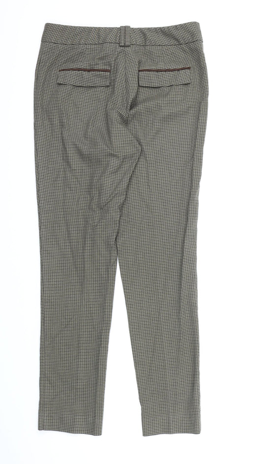 NEXT Womens Brown Check Rayon Trousers Size 10 L28 in