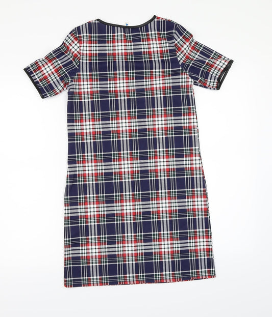 Blue Vanilla Womens Black Check T-Shirt Dress Size XS