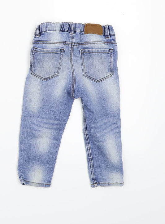 H&M Boys Blue Denim Cargo Jeans Size 12 Months