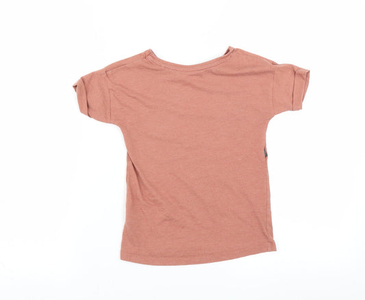 Sainsburys Girls Brown Basic T-Shirt Size 6 Years - animal