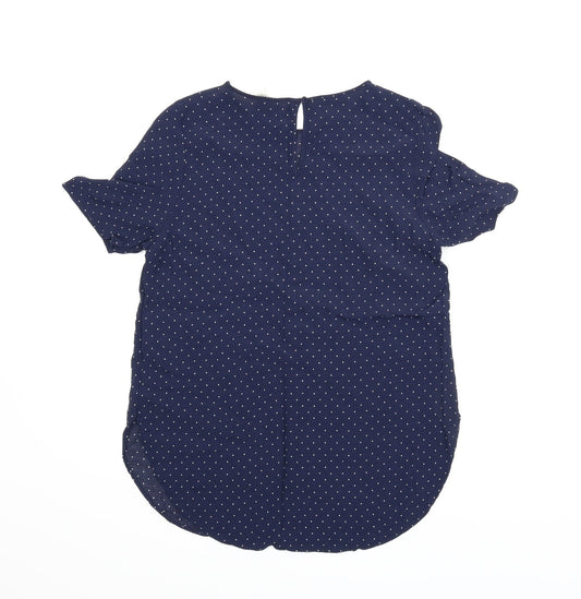 H&M Womens Blue Basic Blouse Size 8 - Dotted