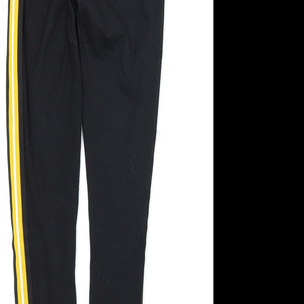 New Look Womens Black Striped Capri Leggings Size 8 L24 in