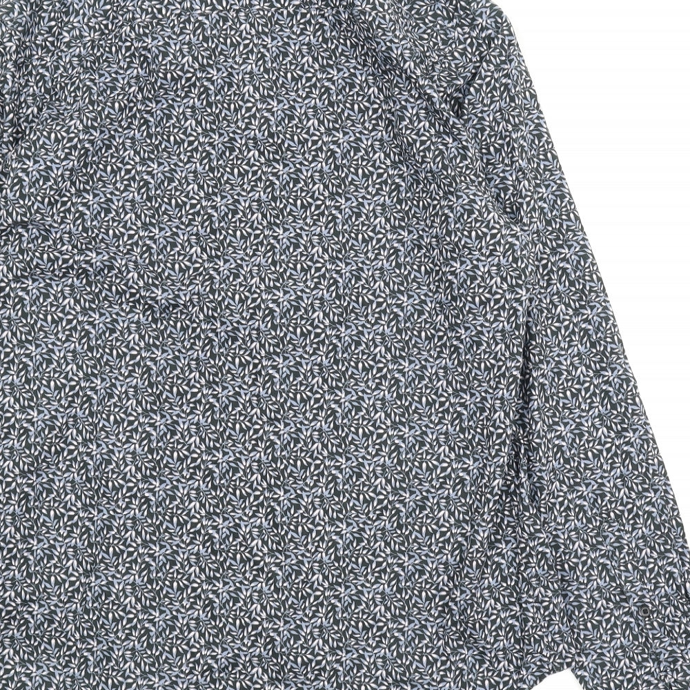F&F Mens Blue Floral Button-Up Size M