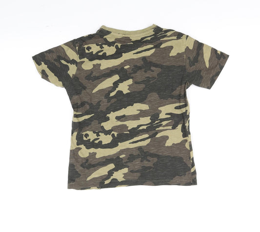NEXT Boys Green Geometric Basic T-Shirt Size 7 Years