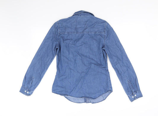 deniem & co Womens Blue Basic Button-Up Size 6