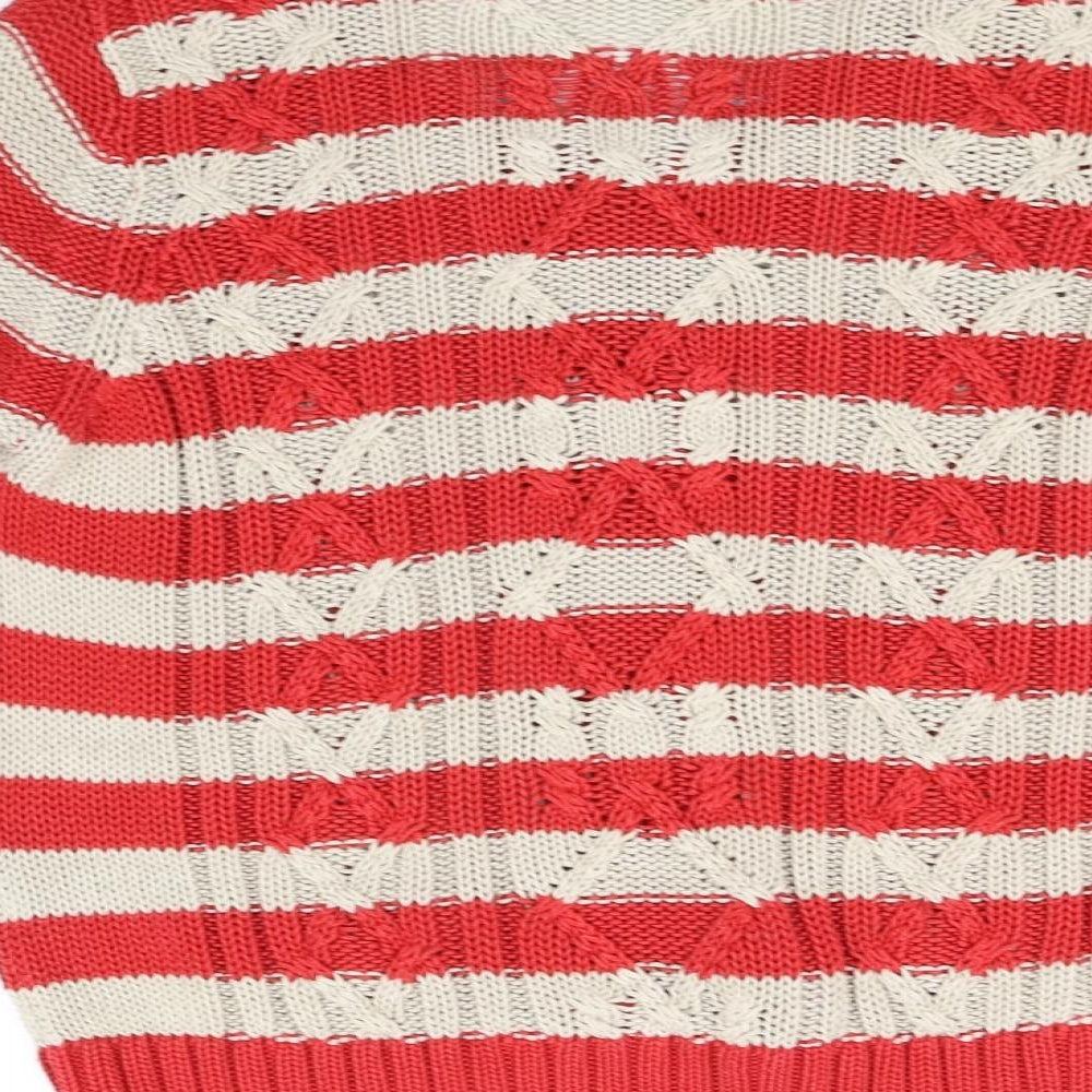 Per Una Womens Red Striped Full Zip Jumper Size M