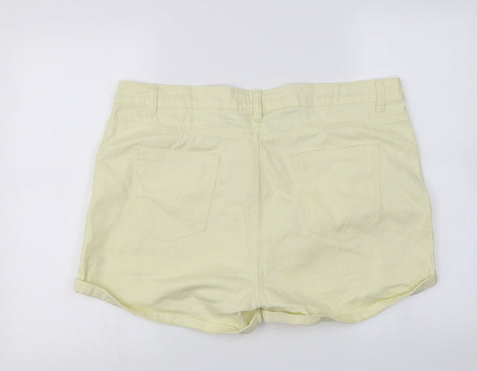 Peacocks Womens Yellow Cut-Off Shorts Size 18