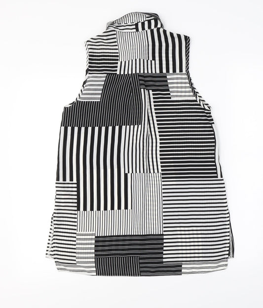 New Look Womens White Herringbone Basic Button-Up Size 8