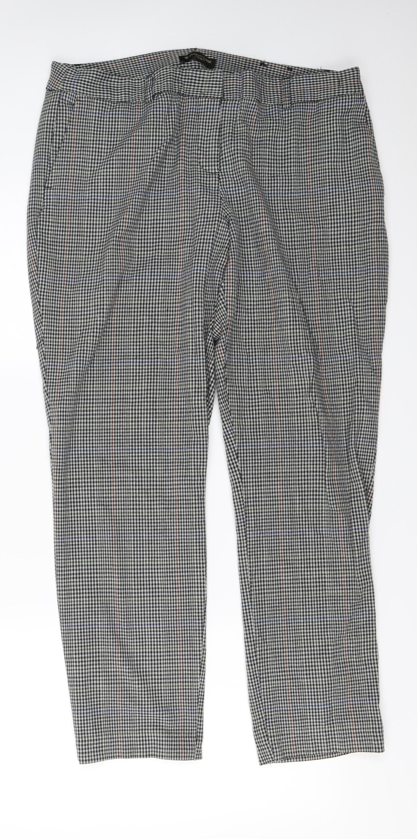 Massimo Fabbro Womens Beige Check Trousers Size 14 L25 in