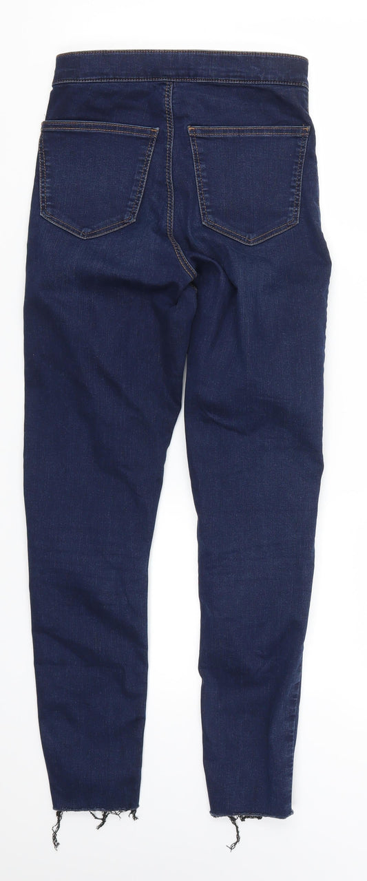 Topshop Womens Blue Denim Skinny Jeans Size 26 L25 in - Distressed Hem