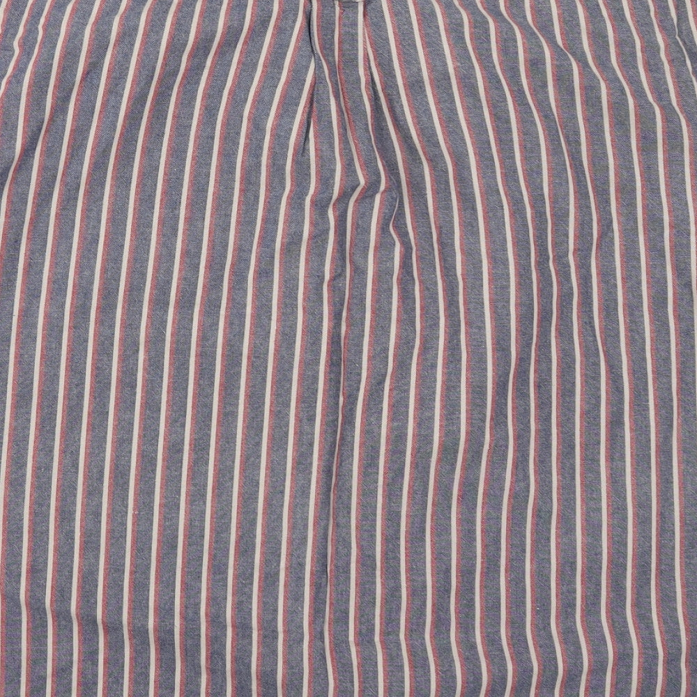 Burtons Mens Blue Striped Button-Up Size XL - Red