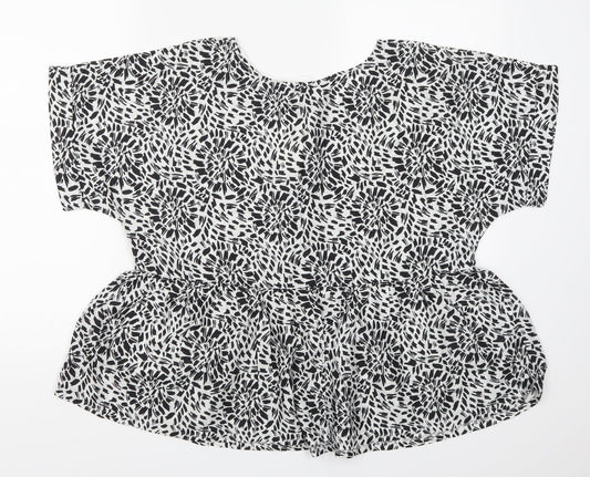 Label Be Womens Grey Geometric Basic T-Shirt Size 14