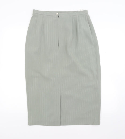 Country Casuals Womens Green Striped A-Line Skirt Size 14