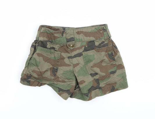 Young Dimension Girls Green Camouflage Paperbag Shorts Size 7-8 Years