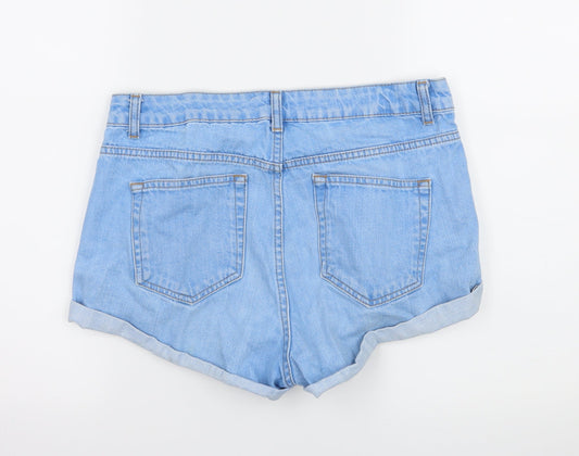 Topshop Womens Blue Denim Hot Pants Shorts Size 30 in