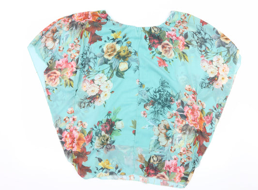 Aftershock Womens Blue Floral Basic Blouse Size 10